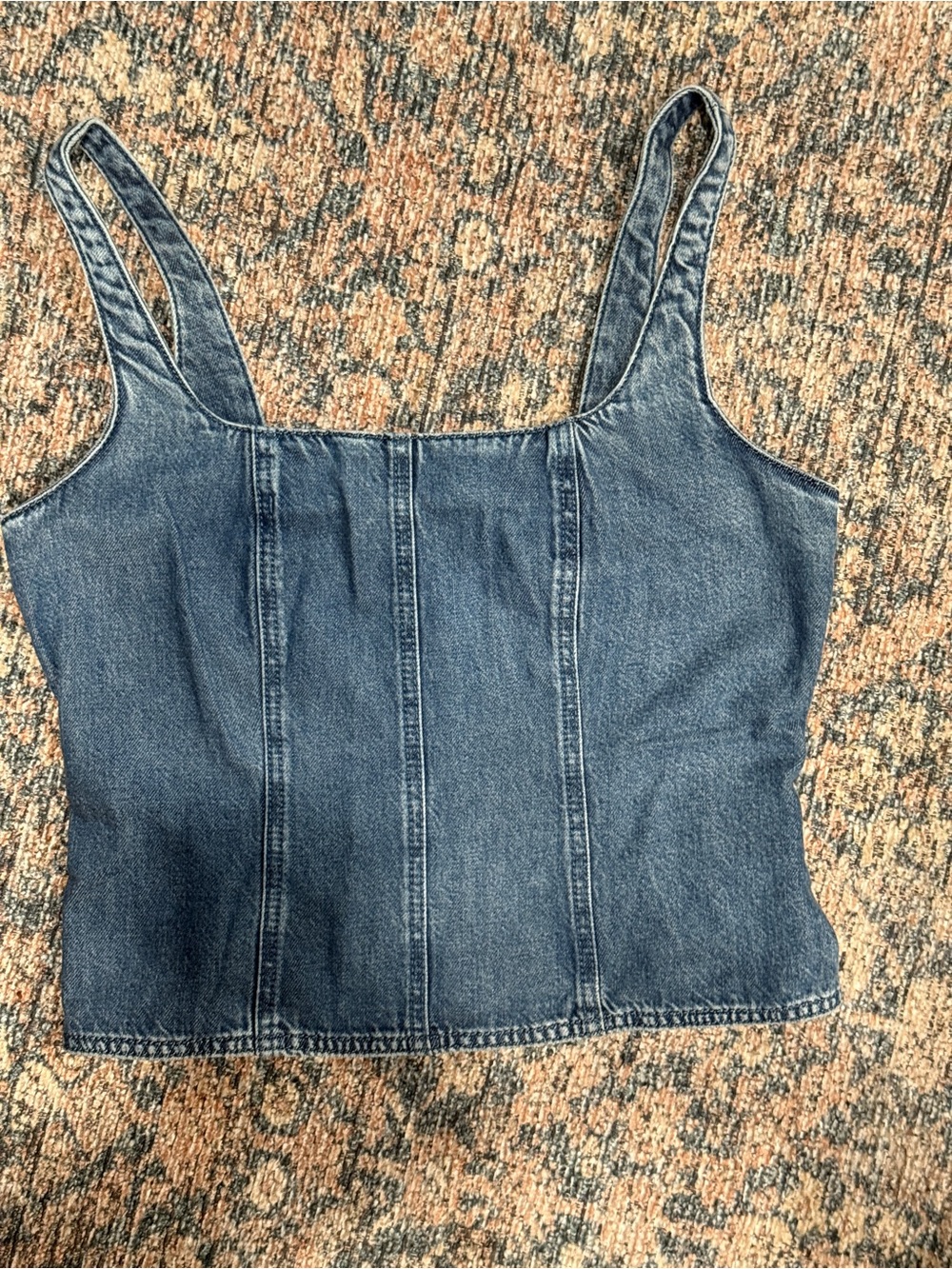 LOFT Denim Square-Neck Camisole - Blue Wash